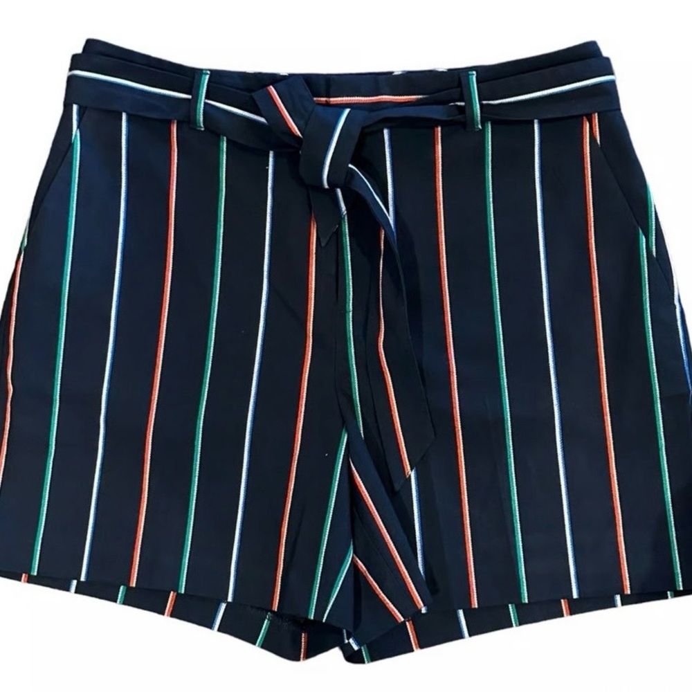 Banana Republic High Waist Striped Shorts - Black, Green, Blue, Orange